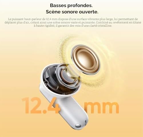 Buds T500 Pro Écouteurs Bluetooth sans Fil Intra-Auriculaires avec ANC 50dB, 56h d'autonomie, Son Hi-Res, Bluetooth 6.1, IP55, 6 micros, Connexion Multi-appareils (3 appareils) – Argent