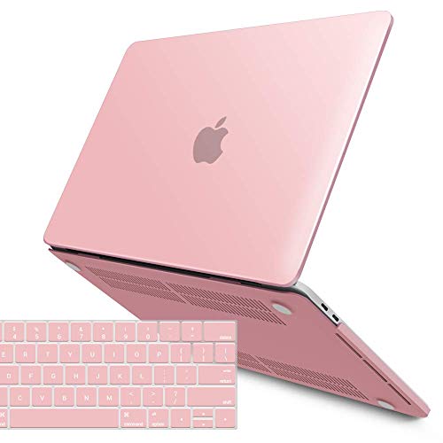 IBENZER MacBook Pro 13 Inch Case 2019 2018 2017 2016 Release A2159 A1989 A1706 A1708, Soft Touch Hard Case Shell Cover for Apple MacBook Pro 13.3 with/Without Touch Bar, Rose Quartz, MMP13T-RQ+1A