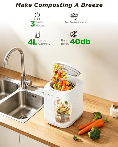 4L Electric Composter for Kitchen, Smart Countertop Compost Bin, Odorless | Low Noise | Auto-Cleaning | Turn Food Waste into Fertilizer Composter Home Indoor Fertilizer Machine