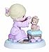 Precious Moments Girl with Yorkie Dog in Curlers Figurine