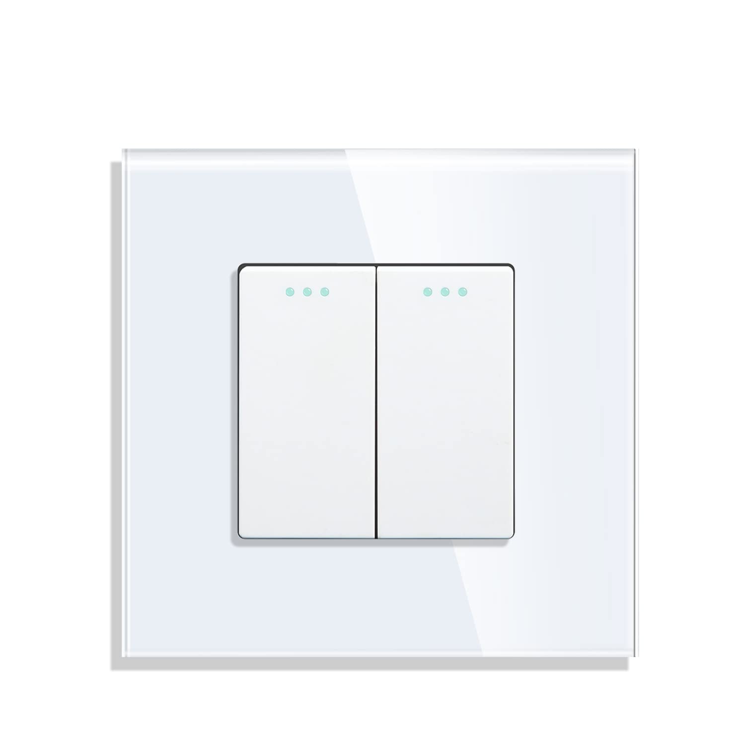 CNBINGO 1-Way Rocker Button Light Switch, Glass Panel Wall Switch