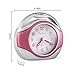 Chelvee Alarm Clock, Portable Quartz Analog Alarm Clock for Kids and Traveler, Night Light, Snooze, Non-Ticking, AA Battery Powered (Pink)