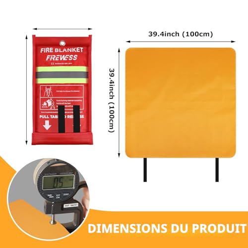 FIREWESS Set of 2 Fire Blankets, 100 x 100 cm, Fireproof Blanket for Home Security, Fireproof Protection and Silica Thermal Insulation