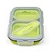 Collapsible Lunch Box- Silicone Kids Food Storage with Two Compartments and Utensil by D'Eco