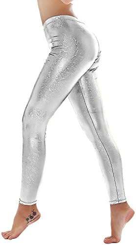 Womens Sexy Shiny Faux Leather Leggings Pants (XL, PF9109 Rose)