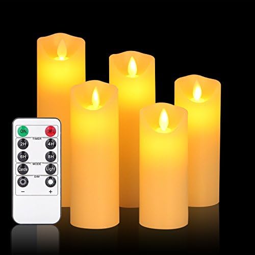 LED Candles,Flameless Candles Set 4"5"6"7"8" Flickering Flames with Remote and Timer Real Wax Pillar Battery Candles,10-Key Control, Reusable ,for Bathroom, Kitchen, Home Decoration |OShine ,Ivory)