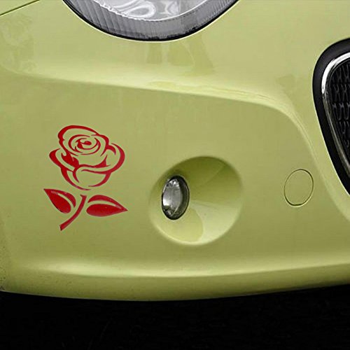 xxiaoTHAWxe Fashion Rose Flower Car Vehicle Light Lamp Brow Decor Rearview Mirror Sticker - Rose Red