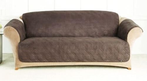 Microfiber Quilted Sofa Cover Chair Throw Pet Dog Kids Furniture Protector (Chocoloate, Love seat)