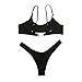 KOFUN FANGUO Womens Bikini Set Swimwear Brazilian Padded Top Swimsuit Solid Color Triangle Bottom Black Small