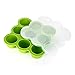 GVDV Silicone Baby Food Freezer Tray with Clip-on Lid BPA Free & FDA Approved Storage Container for Homemade Baby Food, Vegetable & Fruit Purees and Breast Milk, Green - Lifetime Guarantee