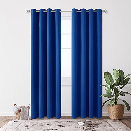 Deconovo Royal Blue Living Room Curtains, Blackout Drapes, Soundproof