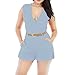 GONKOMA Women's Elegant solid color V-neck Rompers jumpsuit with belt