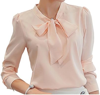 Women's Tops Elegant Bow Blouse Short and Long Sleeve Korean Work Shirt