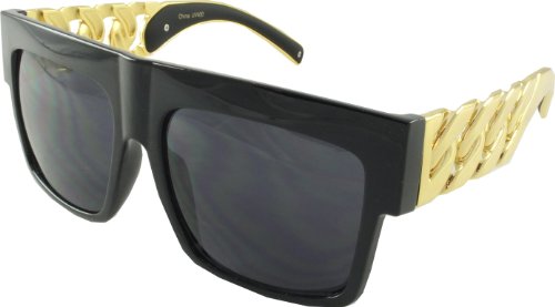 Revive Eyewear Big Girls' 80's 'Goldtooth' Miami Black Frame/ Black Lens Non Polarized Sunglasses 140