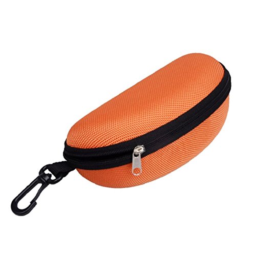 YDZN Portable Sunglasses Case,Zipper Eye Glasses Clam Shell Hard  Protector With Clip For Women Men (Orange) - Thumbnail 2