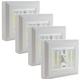 Geek Lights Jumbo Toggle Battery Operated LED Night lights, COB LED Cordless Light Switch, Under Cabinet, Shelf, Closet, Nightlight & Kitchen RV & Boat, 4 COUNT, BATTERIES INCLUDED