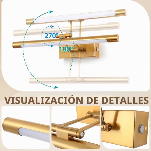 TYhogar LED Wall Light for Bathroom Mirror, 40 cm, 8 W, 3000 K, Wall Lamp with Swivel Head – Light for Vanity and Vanity