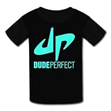 DP Dude Perfect LOGO Boys Girls Sports tee Soft Tee Crew Black Tops S