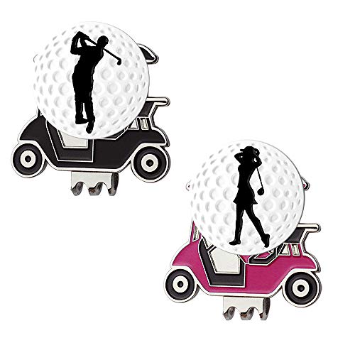 Myartte Powerful Magnetic Golf Cart Hat Clip, Assorted Pattern Golf Ball Markers 24.4MM,Nice Golf Gift for Women Men Kids,Pack of 2 (Golfer) - Thumbnail 7