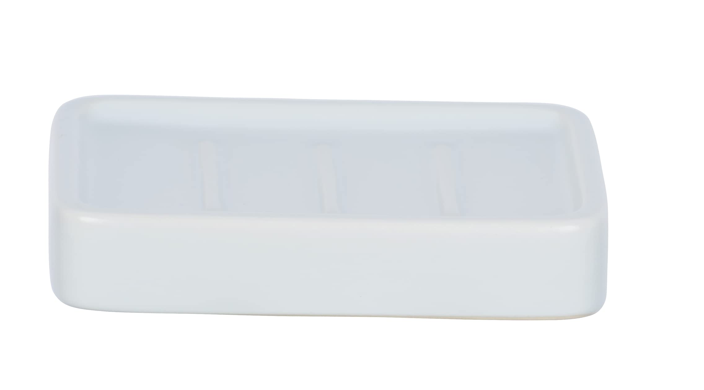 WENKO Hexa Soap Dish 13 x 2.5 x 9.5 cm Ceramic with Rounded Corners White