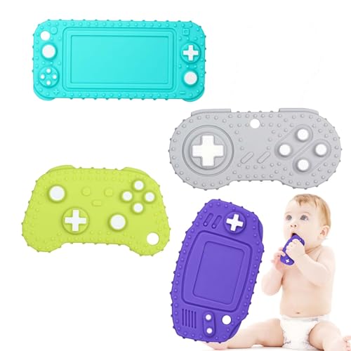 Chuya Baby Teether,Remote Teething Chew Toy for Babies 3-12 Months(4 Pack),Silicone Baby Teething Toys for Infant Toddlers, BPA-Free, Game Controller Toy