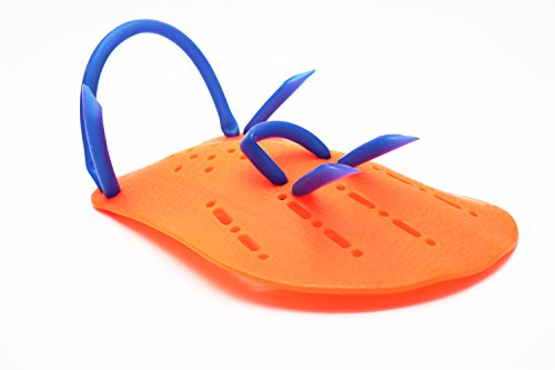 LDEXIN 1 Pair Hand Power Contour Strap Paddles Swimming Training Aid Flat Paddle for Men Women Children Orange (Orange M)
