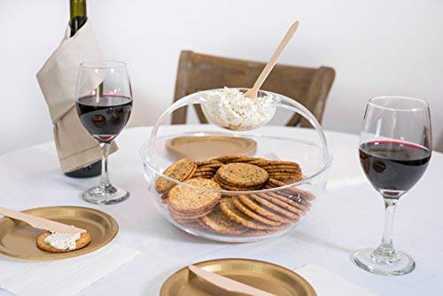 Adorn Crystal Clear Plastic Chips n' Dips Bowl | Salad Bowl | Fruit Bowl | Vegetable Bowl | Removable Arch Dip Cup - Thumbnail 7