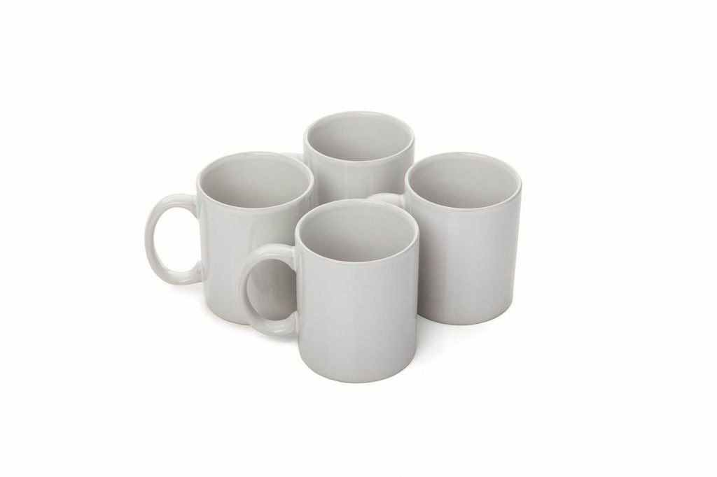 Haden 4PC Stoneware Mug Set – White 12oz Mugs Set, Microwave Safe and Dishwasher Safe, Durable Stoneware Mugs, Perfect for Tea, Coffee, and Hot Beverages – Elegant White Mug Set of 4 for Kitchen