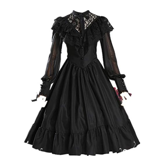 TanQiang-Sweet-Lolita-Gothic-Style-Dress-Organza-Chiffon-Lace-Princess-Dresses-Black-S-M