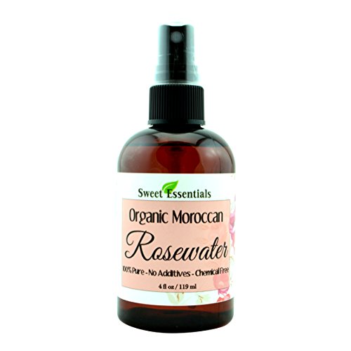 Premium Organic Moroccan Rose Water - 4oz W/Sprayer - Imported From Morocco - 100% Pure (Food Grade) No Oils or Alcohol - Rich in Vitamin A & C Perfect for Hydrating & Rejuvenating Your Face & Neck