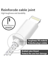 PLmuzsz 5 Pack (3 6 10FT) iPhone Charger MFi Certified Lightning Cable Extra Long Nylon Braided USB Charging & Syncing Cord Compatible iPhone Xs Max XR X 8 8Plus 7 7Plus 6S 6S Plus SE Nan More Silver