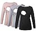 Smallshow Womens 3 Pcs Long Sleeve Maternity Nursing Top Medium Light Brown-Black-Grey