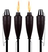 BIRDROCK HOME 4 Pack Outdoor Garden Torches - Oil Rubbed Bronze - Easy to Refill Citronella - Fla...
