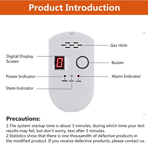 Natural Gas Detector, Home Gas Alarm, Gas Leak Detector,High Sensitivity LPG LNG Coal Natural Gas Leak Detection, Alarm Monitor Sensor for Home Kitchen