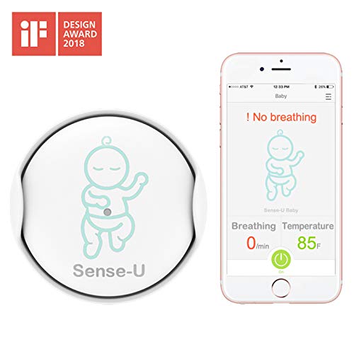 (2018 New Model) Sense-U Baby Breathing & Rollover Baby Movement Monitor with an Extra Ring Accessory: Alert You for No Breathing Movement, Stomach Sleeping, Overheating and Getting Cold