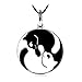 YIN YANG TWINS CATS FELINE MEDAL COLLAR CHARM PENDANT NECKLACE