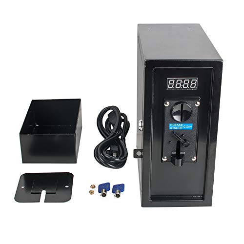 Pevor Coin Operated Timer Control Power Supply Box Coin Acceptor Programmable Control Coin Acceptor Multi Coin Selector for Vending Machine Electronicial Device 110V USA Warehosue (Black)
