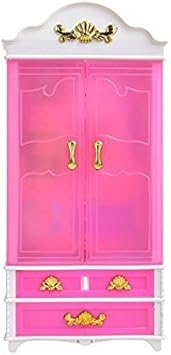 elegantstunning Pink Plastic Furniture Wardrobe Dollhouse Accessories for Doll