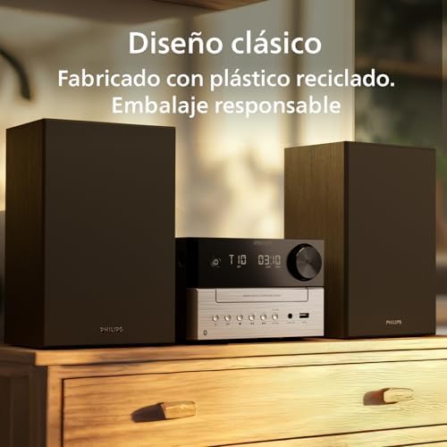 TAM3205M2 Micro Music HiFi System, Bluetooth, leitor de CD, USB, rádio FM Auracast, 85% de material PCR