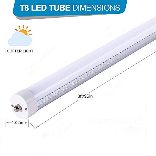 (Pack of 12) CNSUNWAY LIGHTING 8FT LED Bulb, 45 Watts(100W Equiv.), 4000K, Double End Powered, Ballast Bypass, 4800 LM, T8 T12 Fluorescent Light Fixtures Replacement