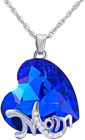 Blue Heart Pendant Necklace Platinum Plated Gifts For Women, Jewelry with a Luxury Gift Bag for Easy Gift Giving Womans Necklace Birthdays Gifts For Women Gifts For Girls