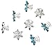 Blue Crystal Flower Hair Coil Twister Spiral Pins Bridal Wedding Hair Accessory With Rhinestone Center (Set of 8)