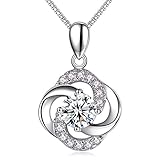 Alberoo Necklace,925 Sterling Silver with 5A Cubic Zirconia Pendant Necklace Jewelry, Gift for Women