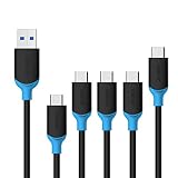 USB Type C Cable, iClever USB A 3.1 to Type C Cable (5-Pack, 1x1.7ft, 3x4.0ft, 1x7.2ft) Fast Charging and Data Sync Cable for MacBook, Samsung Note 8, S8, Nintendo Switch, Google Pixel, Nexus 6P 5X