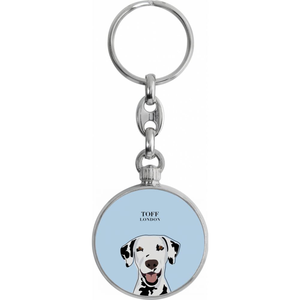 Toff London Black And White Dalmatian Dog Head Keyring