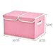 EZOWare Large Storage Boxes [3-Pack] Baby Pink Linen Fabric Foldable Storage Cubes Bin Box Containers with Lid and Handles for Home Nursery, Closet, Baby Products