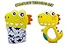 Baby Teething Mittens - 2-Pack Pain Relief Teether Mitt and Toy for Babies - Non-BPA Food Grade Silicone Tips - Colorful & Funny Design - Machine Washable - Adjustable Wrist Strap -Travel Bag Included