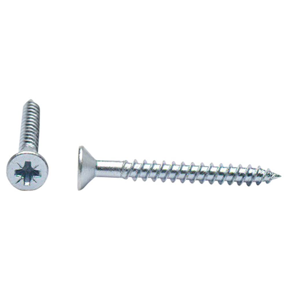 Merriway BH05895 (200 Pcs) Countersunk Twinthread Multi-Purpose Cross Head Pozi Wood Screw, 6 x 1.1/2 inch Bright Zinc Plated - Pack of 200 Pieces