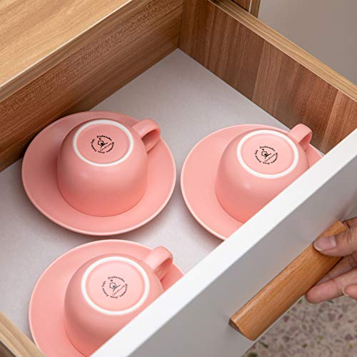 Porcelain Coffee Cups(7.5oz) with Saucers & Metal Stand, Candiicap Coffee Cups Set for Cappuccino, Latte, Expresso, Americano, Tea (7.5oz,Matte Green)