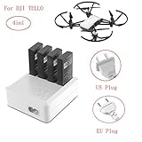 Battery Charger for DJI Tello Drone, Rucan 4in1 Multi Battery Charger Hub RC Intelligent Quick Charging (US Plug)